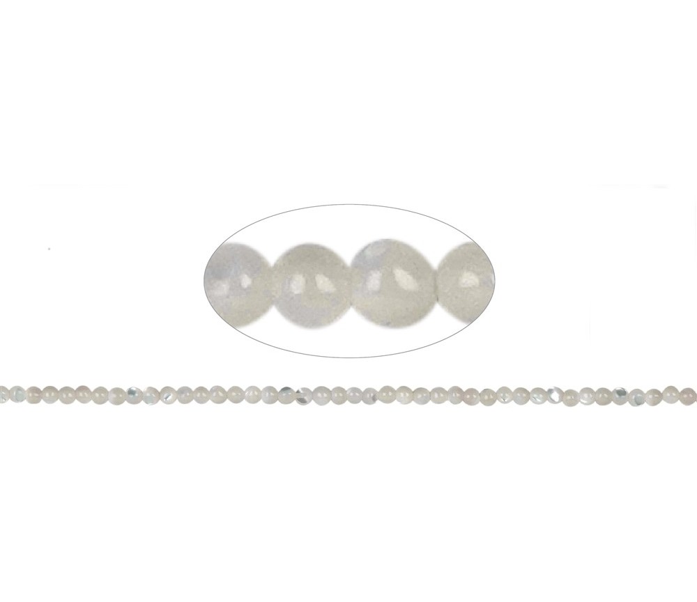 Heilstein & Edelstein-Strang - Kugeln, Perlmutt (hell), 02mm