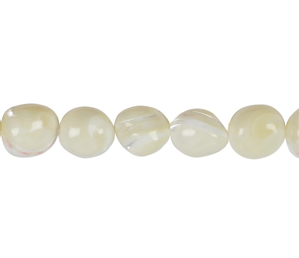 Heilstein & Edelstein-Strang - Nuggets, Perlmutt (hell), 12-16 x 08-15mm