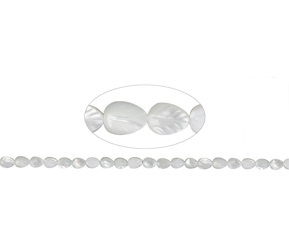 Heilstein & Edelstein-Strang - Blatt, Perlmutt (hell), 08 x 06mm