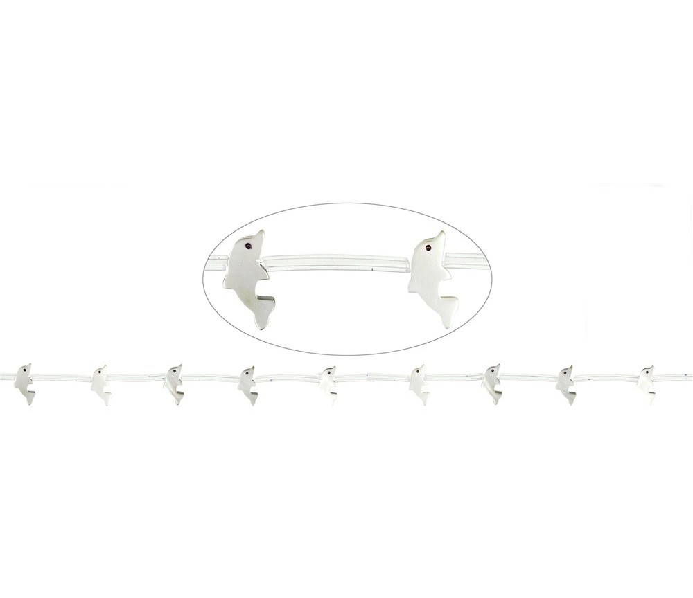 Heilstein & Edelstein-Strang - Delfine, Perlmutt (hell), 07 x 15mm