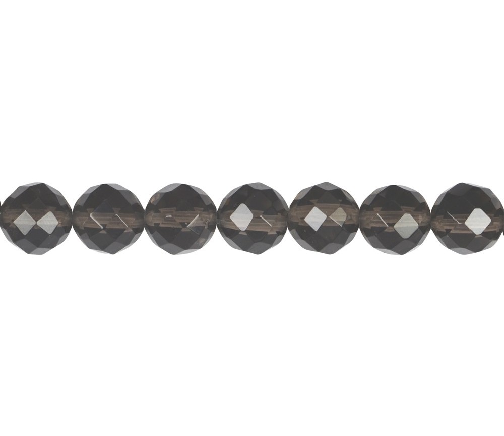 Heilstein & Edelstein-Strang - Kugeln, Obsidian (Rauchobsidian), facettiert, 10mm