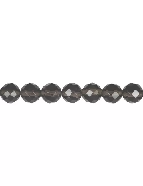 Heilstein & Edelstein-Strang - Kugeln, Obsidian (Rauchobsidian), facettiert, 10mm