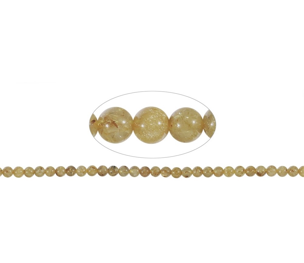 Heilstein & Edelstein-Strang - Kugeln, Rutilquarz, 06-07mm