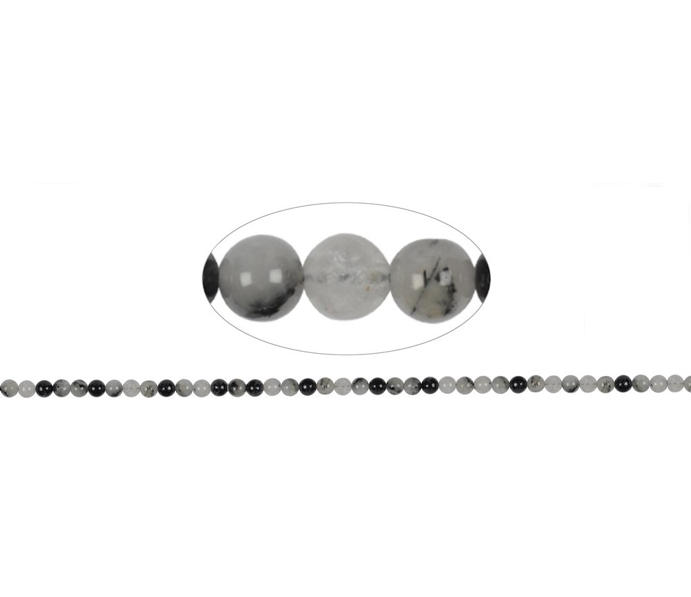 Heilstein & Edelstein-Strang - Kugeln, Turmalinquarz, 03mm