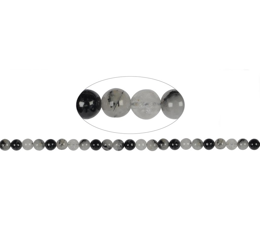 Heilstein & Edelstein-Strang - Kugeln, Turmalinquarz, 08mm