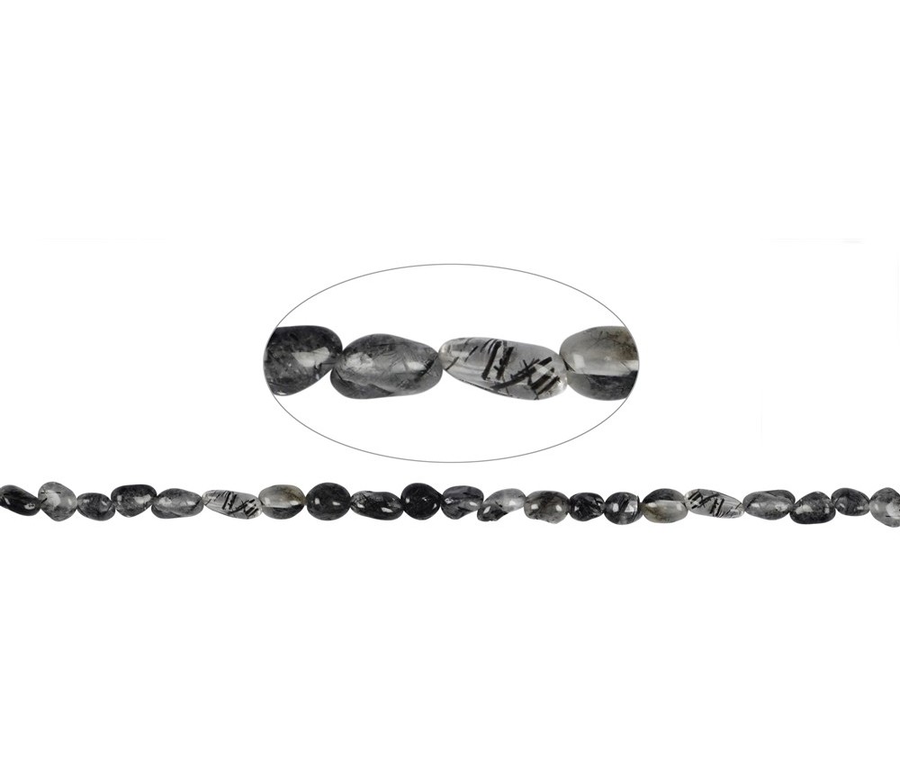 Heilstein & Edelstein-Strang - Nuggets, Turmalinquarz, 07-09mm