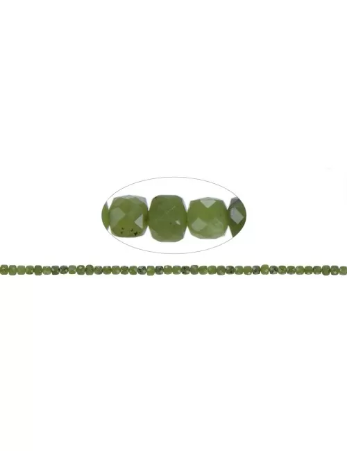 Heilstein & Edelstein-Strang - Würfel, Serpentin, facettiert, 04mm (39cm)