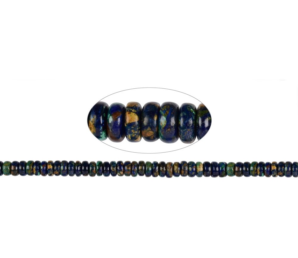 Heilstein & Edelstein-Strang - Button/Scheibchen, Azurit-Malachit (stab.), 03,5-04,0 x 08-09mm