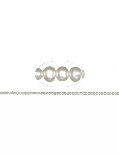 Heilstein & Edelstein-Strang - rund, Süßwasser-Perle A, weiß, 04-04,5mm