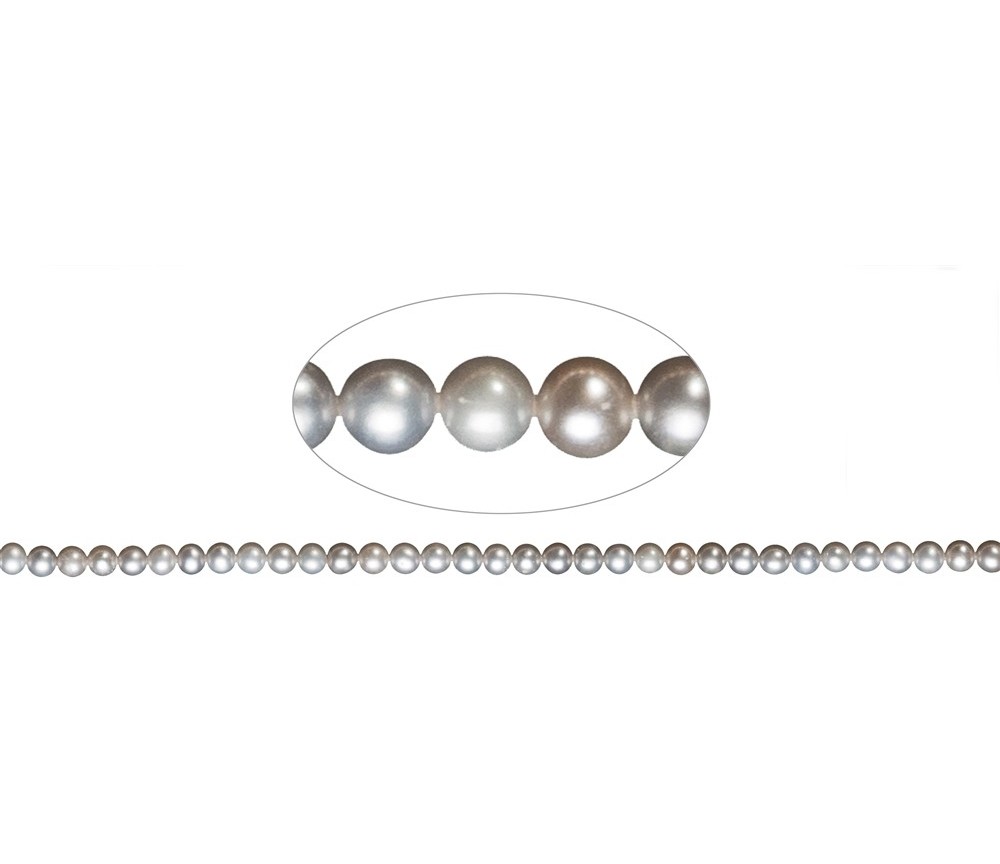 Heilstein & Edelstein-Strang - rund, Süßwasser-Perle A, silbergrau (gef.), 04-04,5mm