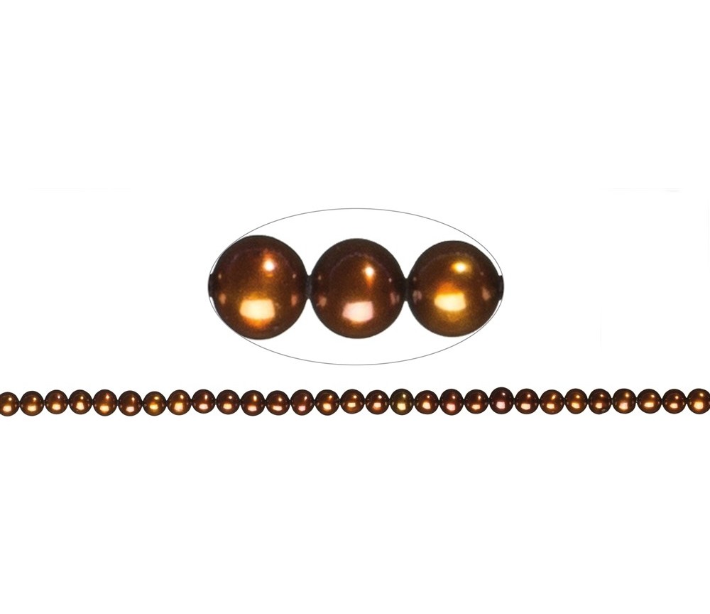 Heilstein & Edelstein-Strang - rund, Süßwasser-Perle A, braun (gef.), 05,5-06mm