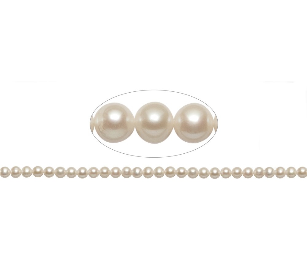 Heilstein & Edelstein-Strang - rund, Süßwasser-Perle A, weiß, 06 - 06,5mm