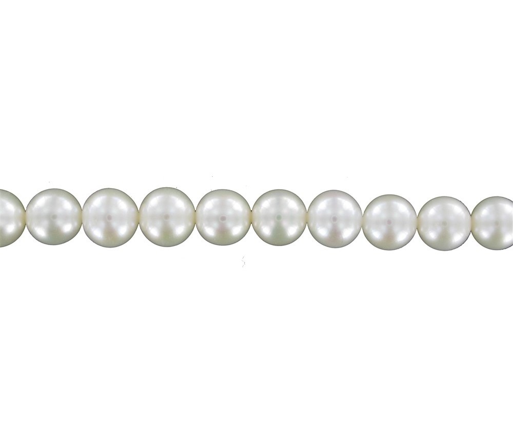 Heilstein & Edelstein-Strang - rund, Süßwasser-Perle AA+, weiß, 09-09,5mm