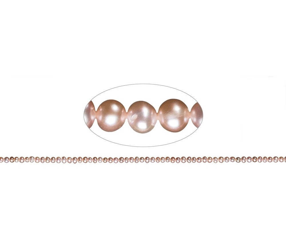 Heilstein & Edelstein-Strang - Potatoe, Süßwasser-Perle A, lachs (natur), 03-04mm