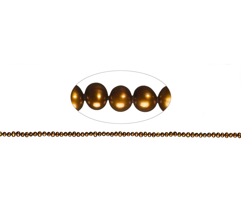 Heilstein & Edelstein-Strang - Potatoe, Süßwasser-Perle A, braun (gef.) , 03-04mm