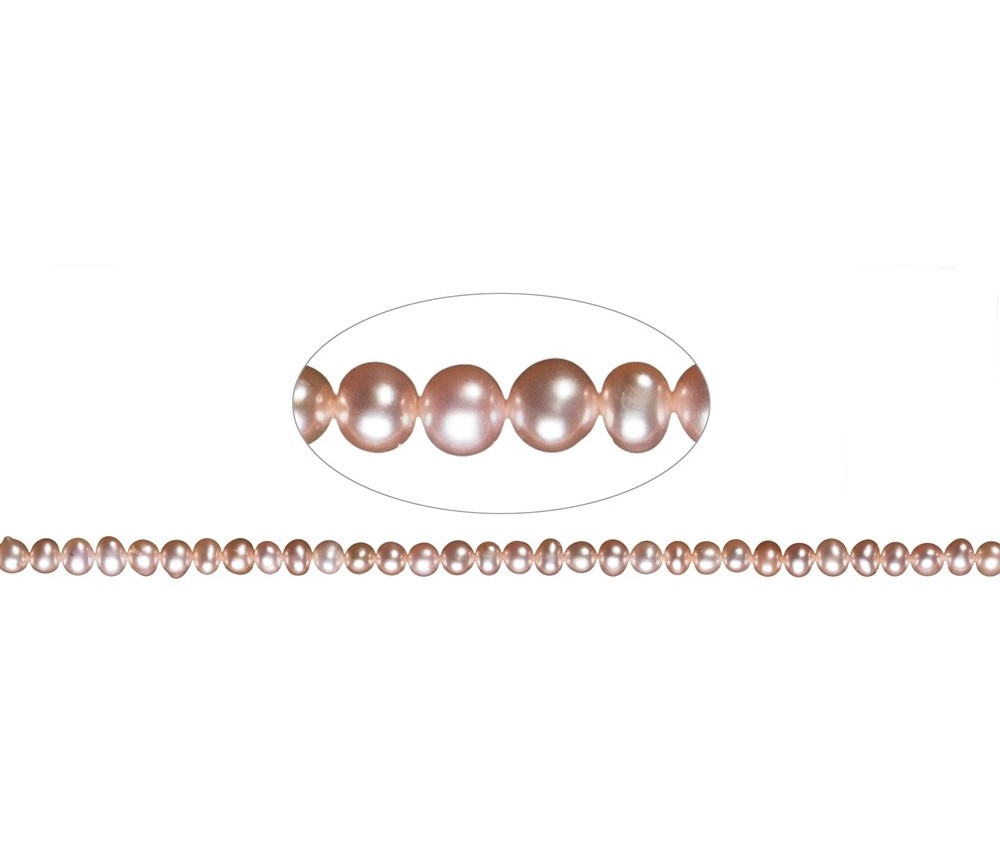 Heilstein & Edelstein-Strang - Potatoe, Süßwasser-Perle A, lachs (natur), 04-05mm