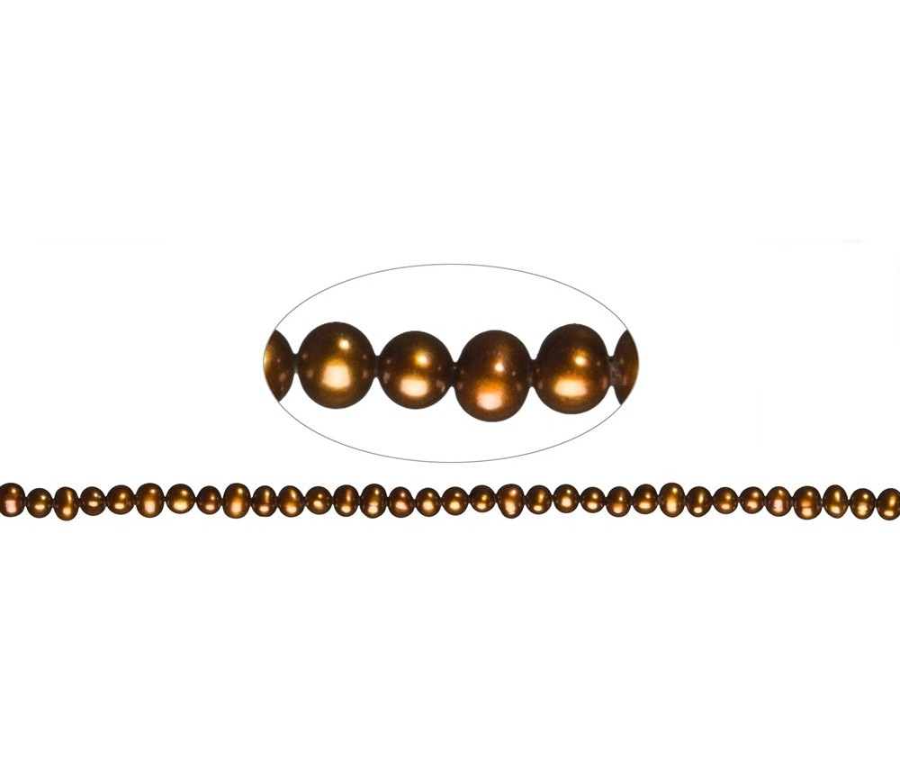 Heilstein & Edelstein-Strang - Potatoe, Süßwasser-Perle A, braun (gef.), 04-05mm