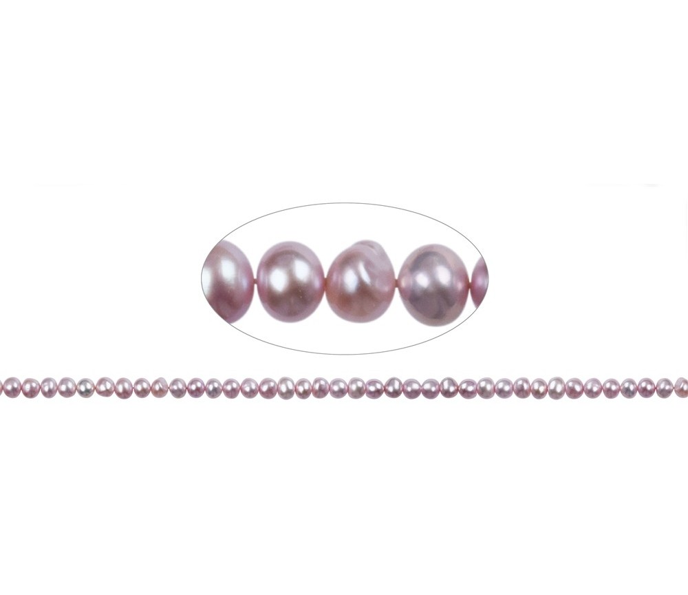 Heilstein & Edelstein-Strang - Potatoe/Button, Süßwasser-Perle A, rosa (gef.), 04 x 05mm