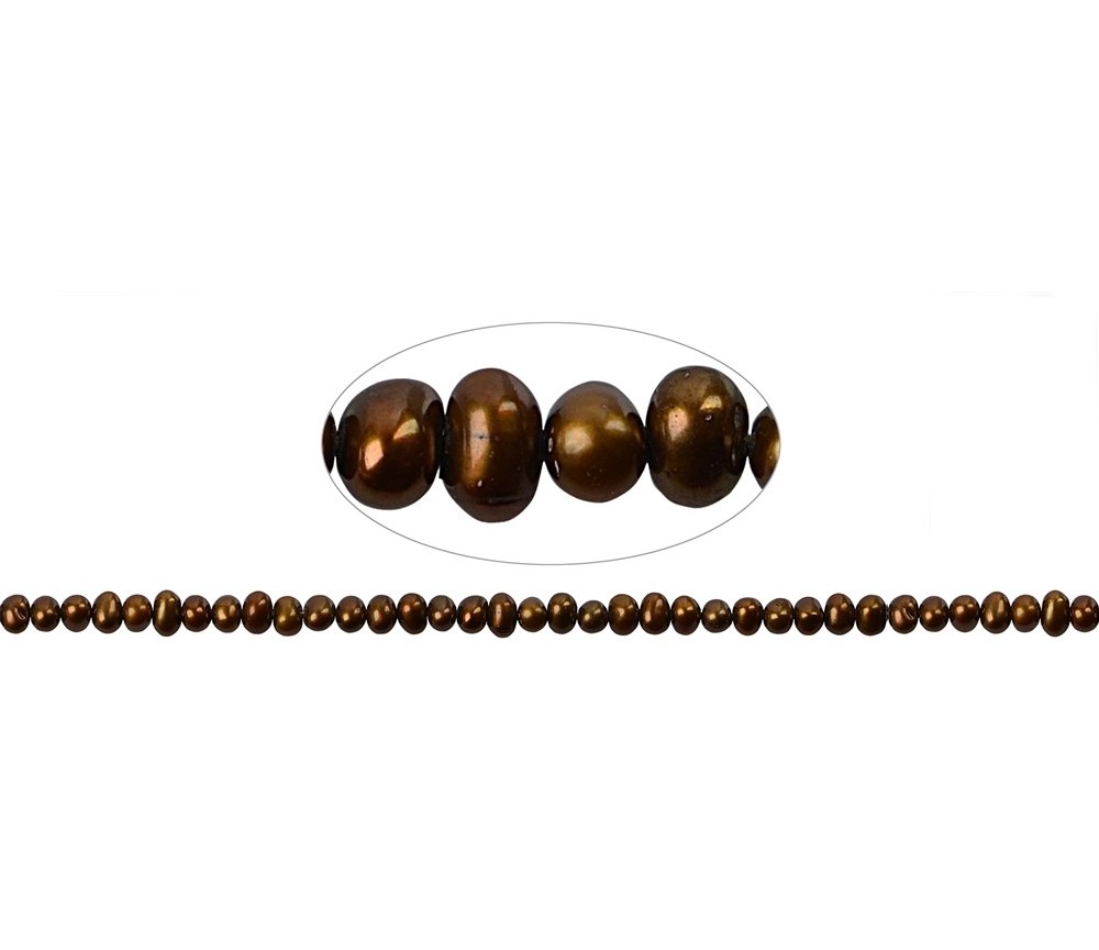 Heilstein & Edelstein-Strang - Potatoe, Süßwasser-Perle A, braun (gef.), 03,5-04mm