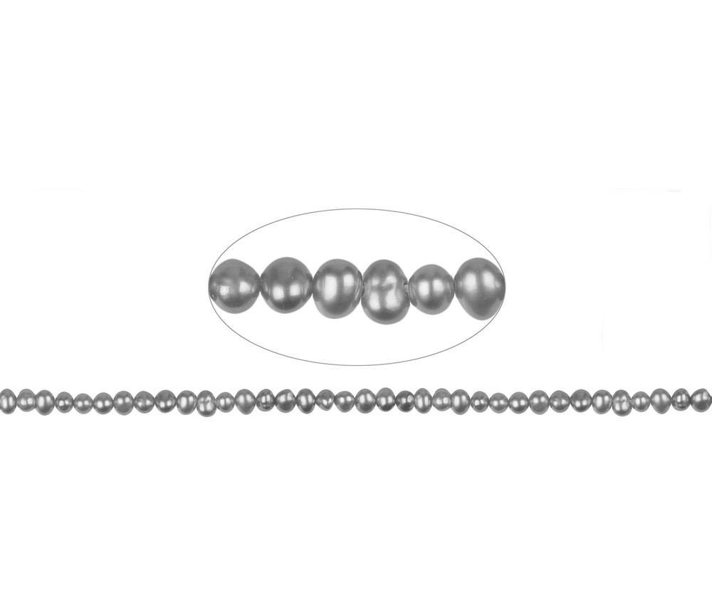 Heilstein & Edelstein-Strang - Potatoe, Süßwasser-Perle A, silbergrau (gef.), 05-06mm  Sondepreis!