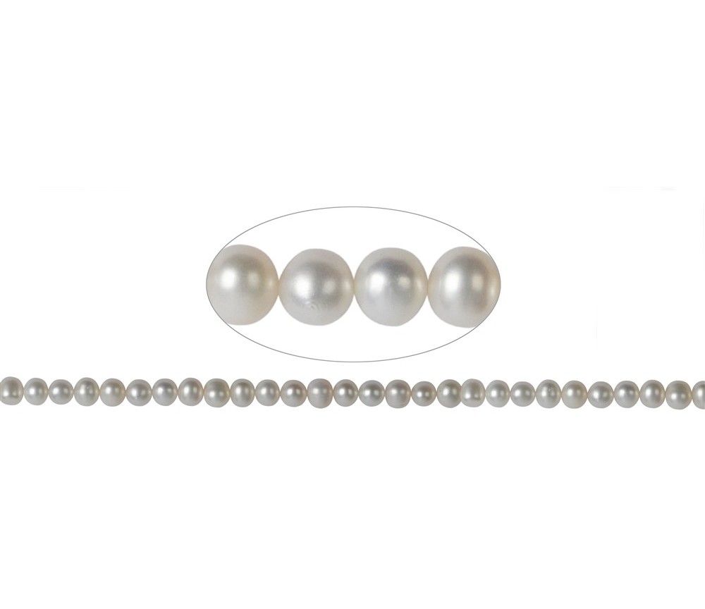 Heilstein & Edelstein-Strang - Potatoe, Süßwasser-Perle C, weiß-creme, 06-07mm (39cm)