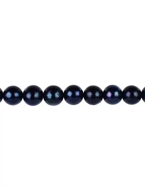 Heilstein & Edelstein-Strang - Potatoe rund, Süßwasser-Perle petrol (gef.), 09-10mm (39cm)