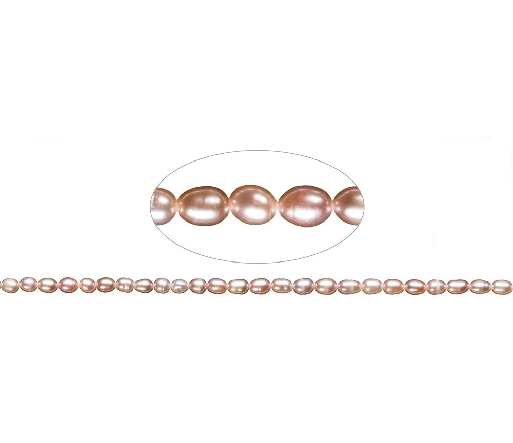 Heilstein & Edelstein-Strang - Reiskorn, Süßwasser-Perle A, lila (natur), 06-07mm