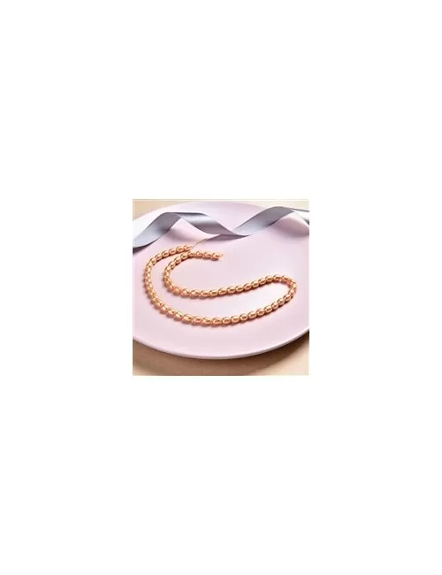 Heilstein & Edelstein-Strang - Reiskorn, Süßwasser-Perle, goldgelb (gef.), 06-07 x 05-06mm