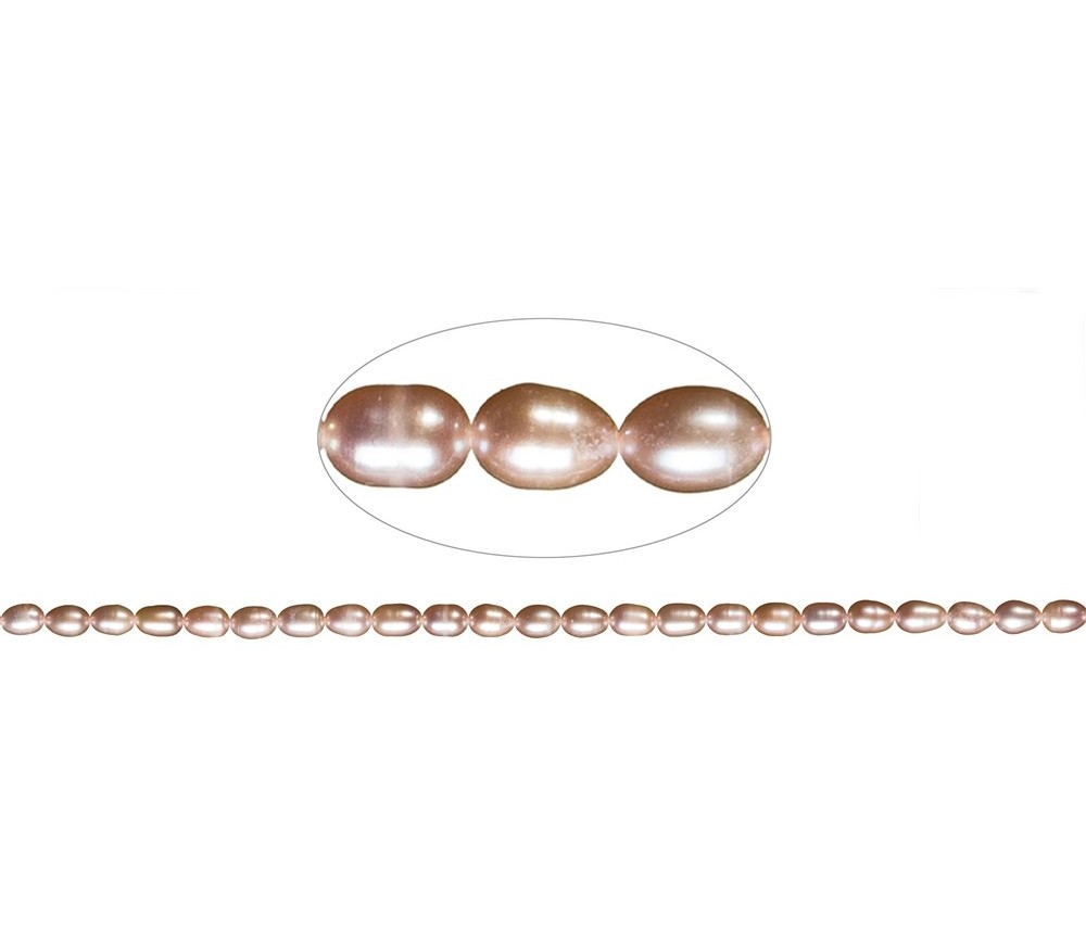Heilstein & Edelstein-Strang - Reiskorn, Süßwasser-Perle A, lachs (natur), 08-09mm