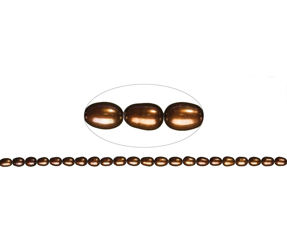 Heilstein & Edelstein-Strang - Reiskorn, Süßwasser-Perle A, braun (gef.), ca. 08-09mm