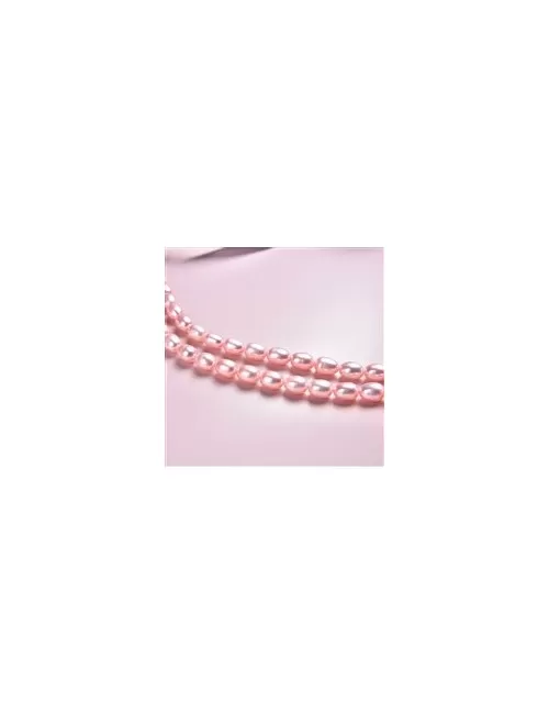 Heilstein & Edelstein-Strang - Reiskorn, Süßwasser-Perle, rosa (gef.), 07-09 x 06-07mm