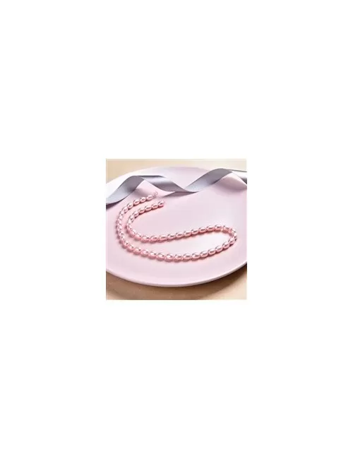 Heilstein & Edelstein-Strang - Reiskorn, Süßwasser-Perle, rosa (gef.), 07-09 x 06-07mm