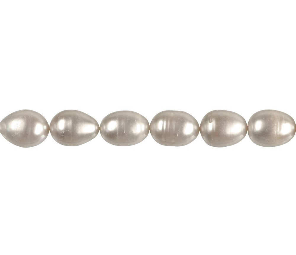 Heilstein & Edelstein-Strang - Reiskorn, Süßwasser-Perle AB, weiß, 12 - 14mm (37cm)