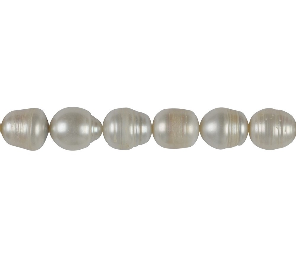 Heilstein & Edelstein-Strang - Reiskorn, Süßwasser-Perle, weiß-creme, 13-15mm