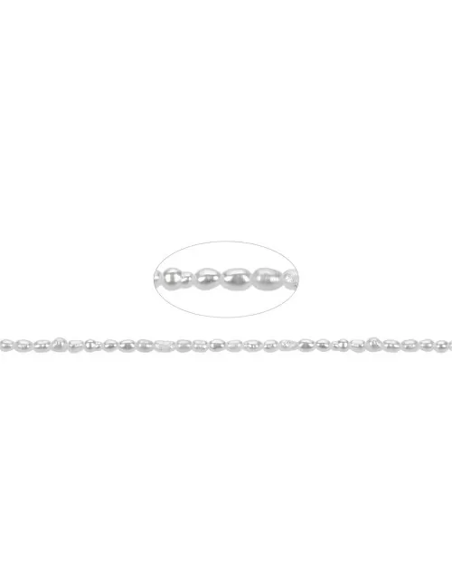 Heilstein & Edelstein-Strang - Reiskorn, Süßwasser-Perle, creme-weiß, 02 - 03mm