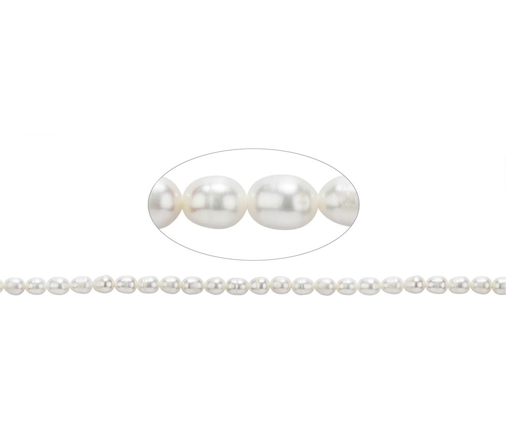 Heilstein & Edelstein-Strang - Reiskorn, Süßwasser-Perle, weiß-creme, 06mm