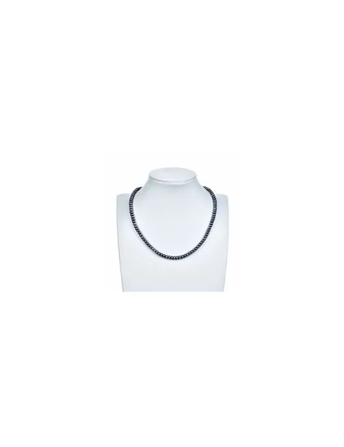 Heilstein & Edelstein-Strang - Button, Süßwasser-Perle petrol (gef.), 03 x 05-06mm
