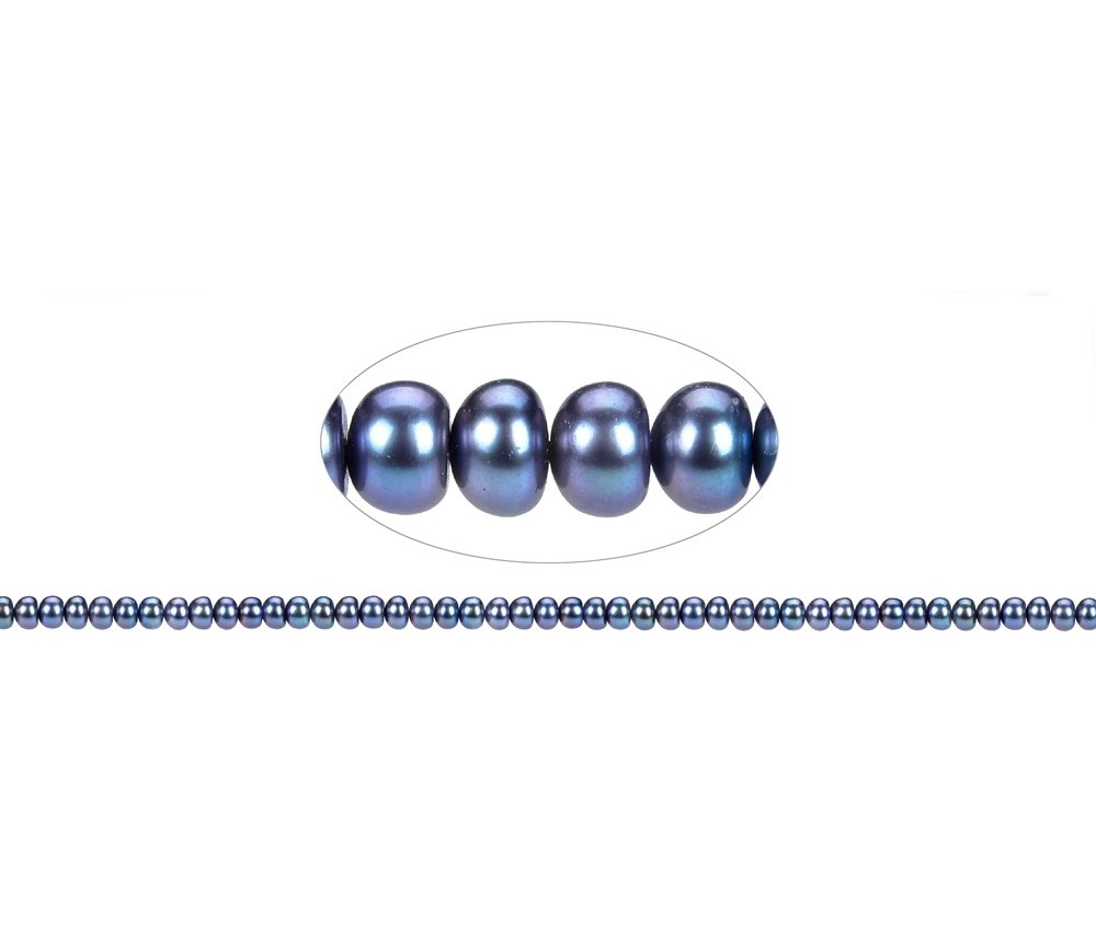 Heilstein & Edelstein-Strang - Keshi, Süßwasser-Perle blau-grau (gef.), 05-06mm