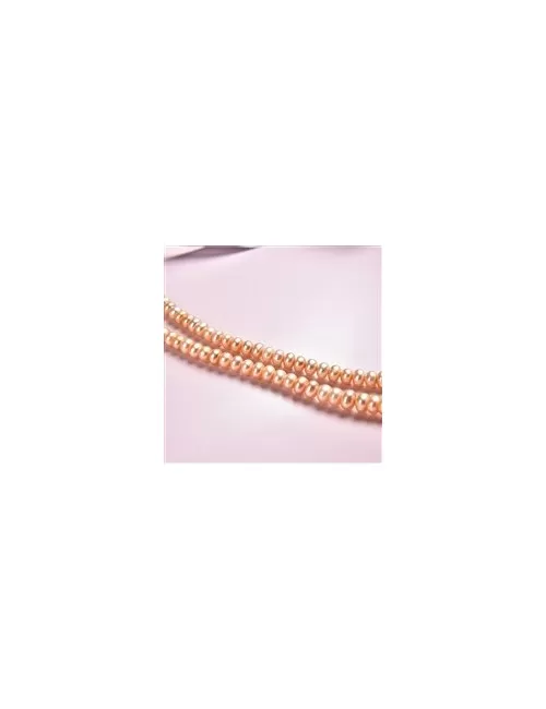Heilstein & Edelstein-Strang - Button, Süßwasser-Perle lachs (natur), 03-04 x 05-06mm