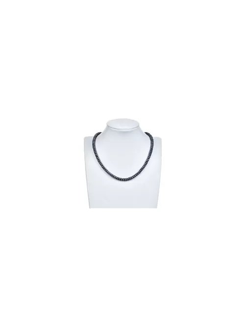 Heilstein & Edelstein-Strang - Button, Süßwasser-Perle petrol (gef.), 03 x 05-06mm