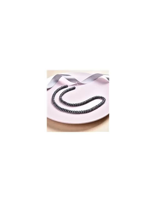 Heilstein & Edelstein-Strang - Button, Süßwasser-Perle petrol (gef.), 03 x 05-06mm