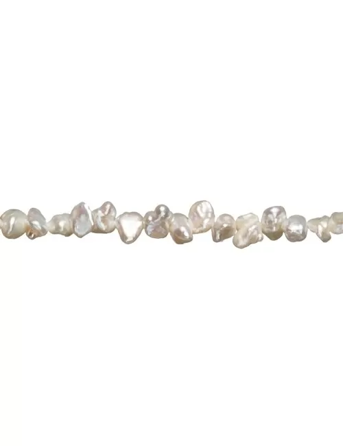 Heilstein & Edelstein-Strang - Keshi, Süßwasser-Perle, weiß-creme, 08,5mm