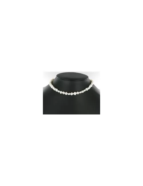 Heilstein & Edelstein-Strang - Freeform flach, Süßwasser Perle AB, weiß-creme, 08-09mm