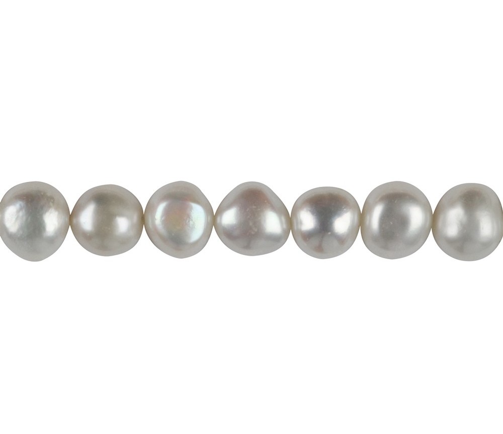 Heilstein & Edelstein-Strang - Freeform, Süßwasser-Perle A, weiß, 10-11mm