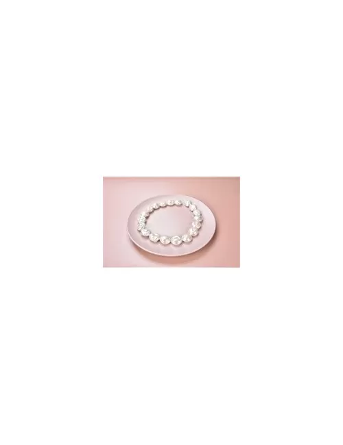 Heilstein & Edelstein-Strang - Freeform flach, Süßwasser-Perle, creme-weiß, 20mm