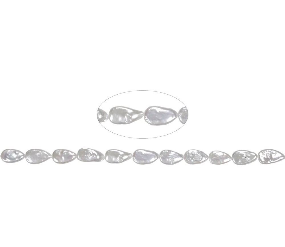 Heilstein & Edelstein-Strang - Tropfen flach, Süßwasser-Perle, 014 x 08mm