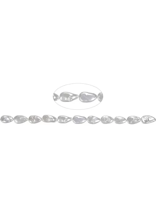 Heilstein & Edelstein-Strang - Tropfen flach, Süßwasser-Perle, 014 x 08mm