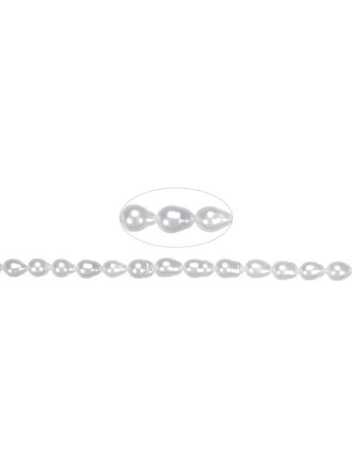 Heilstein & Edelstein-Strang - Tropfen, Süßwasser-Perle, weiß-creme, 06 - 07mm