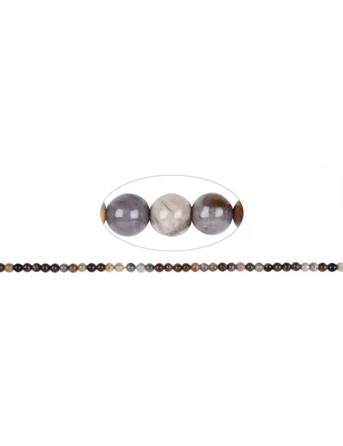 Heilstein & Edelstein-Strang - Kugeln, versteinertes Holz, 04mm (38cm)