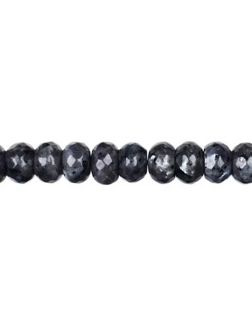 Heilstein & Edelstein-Strang - Button, Larvikit, facettiert, 12mm (39cm)